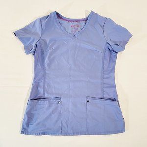 Healing Hands Purple Label Yoga Scrubs Women's Small Top Light Blue